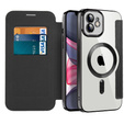 Klapkové puzdro pre iPhone 11, RFID Wallet MagSafe CamShield, čierne