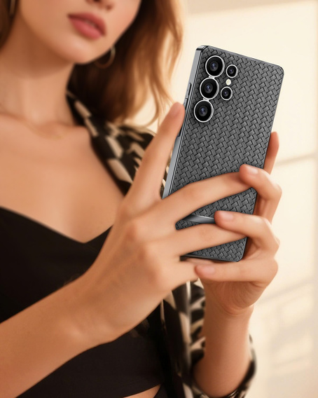 Puzdro pre Samsung Galaxy S25 Ultra, GKK Woven Leather, sivé