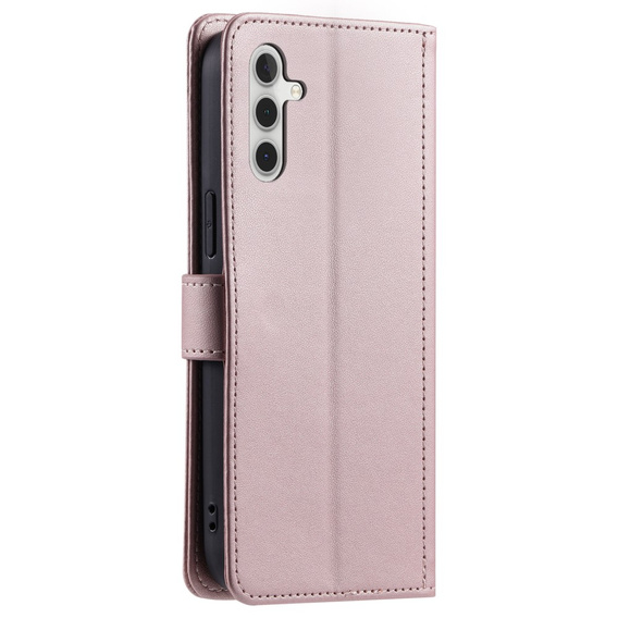 Puzdro s chlopňou pre Samsung Galaxy S25, Rhombus Crossbody Leather, ružové rose gold