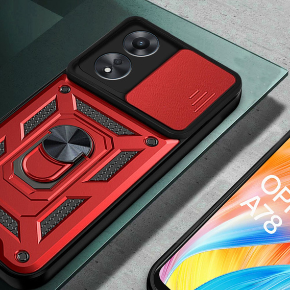 Obal na mobil pre Oppo A78 4G, CamShield Slide, červené
