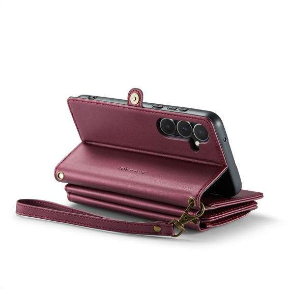 Puzdro CASEME pre Samsung Galaxy A55 5G, RFID Leather Wallet, s popruhom cez rameno, červené