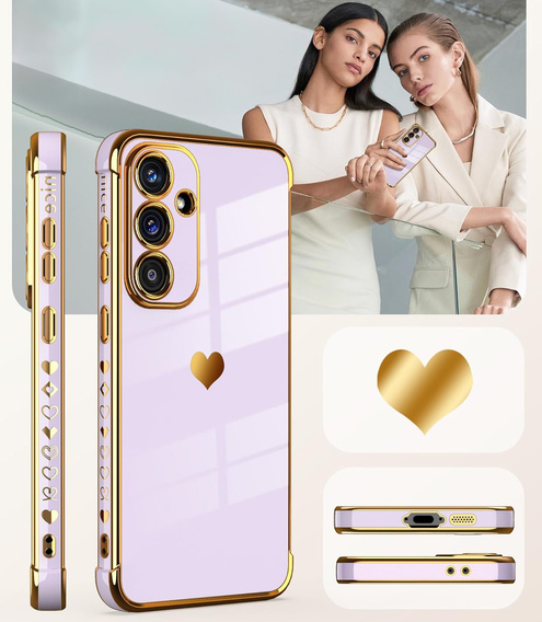 Puzdro pre Samsung Galaxy A26, Electro heart, fialové + sklo 9H