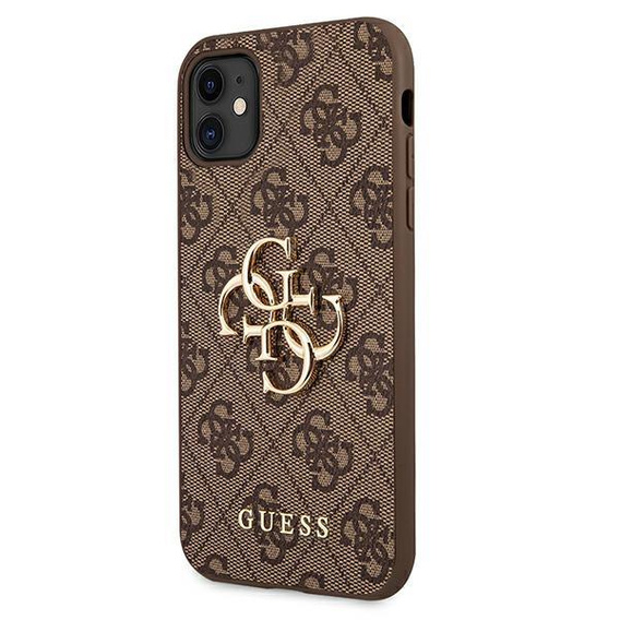 GUESS Obal na mobil pre iPhone 11, 4G Big Metal Logo, hnedé