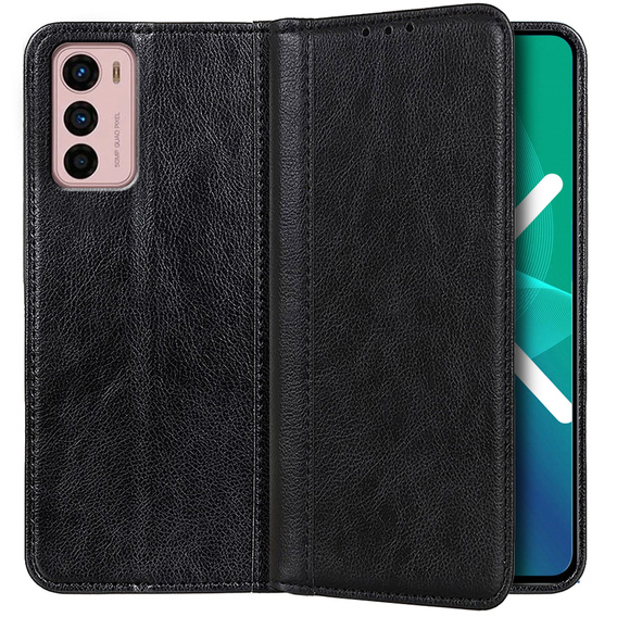 Obal na mobil pre Motorola Moto G42 4G, Wallet Litchi Leather, čierne