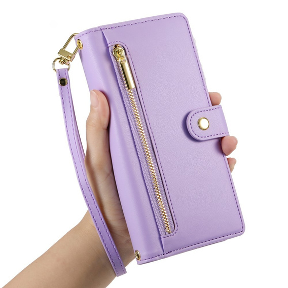 Klapkové puzdro pre Xiaomi Redmi Note 14 Pro 5G / Poco X7 5G, Wallet Zipper Pocket, fialové