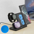 Bezdrôtová indukčná nabíjačka 3 v 1 QI rýchla pre Samsung S25 S24 S23 Galaxy Watch Buds stanica čierna