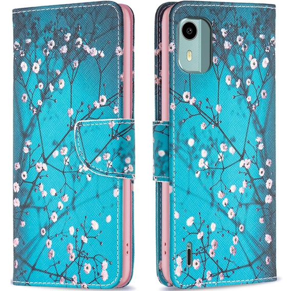 Klapkové puzdro pre Nokia C12 4G, Wallet, Sakura, modré