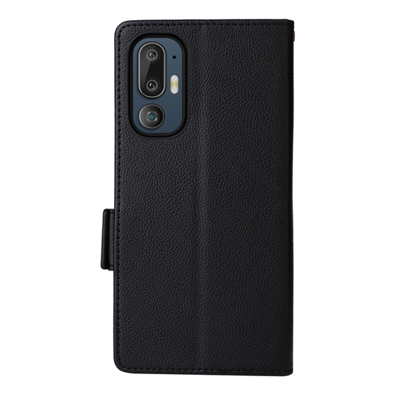 Obal na mobil pre HTC U24 Pro 5G, Wallet Litchi Leather, čierne