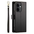 Klapkové puzdro pre Oppo Reno 13F 5G, Wallet Zipper Pocket, čierne