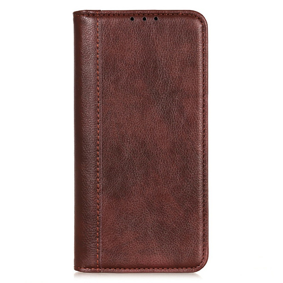 Obal na mobil pre Samsung Galaxy A56, Wallet Litchi Leather, hnedé