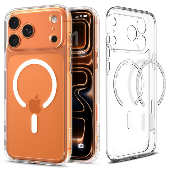 Spigen Ultra Hybrid MagSafe puzdro pre iPhone 17 Pro, číre / biele