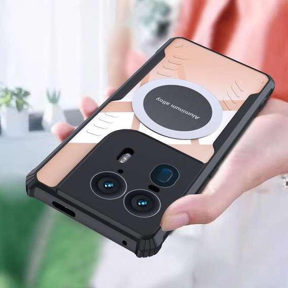 Puzdro pre Motorola Edge 50 Ultra, s magnetickým štítkom, transparentné / čierne