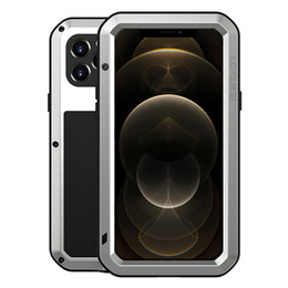 Love Mei Obal na mobil pre iPhone 12 Pro, armored with glass, strieborné