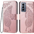 Klapkové puzdro pre Infinix Hot 50 Pro+ 4G, Butterfly, ružové rose gold