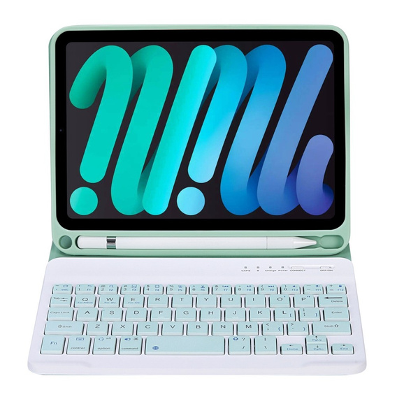 Puzdro s bluetooth klávesnicou pre iPad mini 8.3" 2021 (6 gen.) / iPad mini 8.3" 2024 (7 gen.), zelený