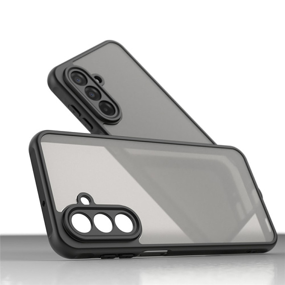 Matné puzdro pre Samsung Galaxy A17 5G, dymové s čiernymi stranami