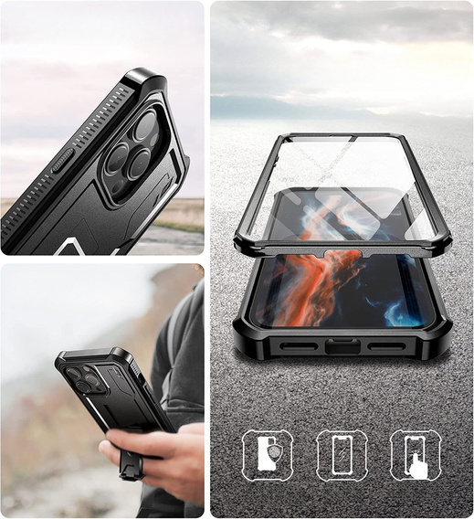 Obrnené puzdro pre iPhone 14 Pro Max, Dexnor Full Body, čierne