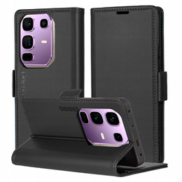 Puzdro pre Infinix Note 50 Pro, ERBORD Glossy Litchi, flipová peňaženka, čierne