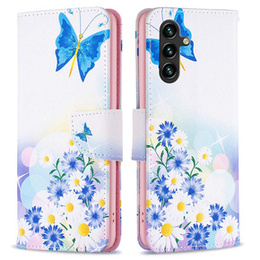 Klapkové puzdro pre Samsung Galaxy A55 5G, Wallet, Butterfly & Flowers, biele