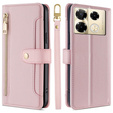 Klapkové puzdro pre Infinix Note 40 Pro, Wallet Zipper Pocket, ružové
