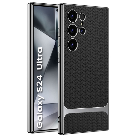 Puzdro pre Samsung Galaxy S24 Ultra, GKK Woven Leather, čierne