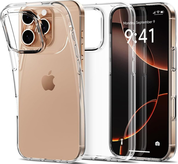 Puzdro pre iPhone 16 Pro, ERBORD Slim, priehľadné + 9H sklo
