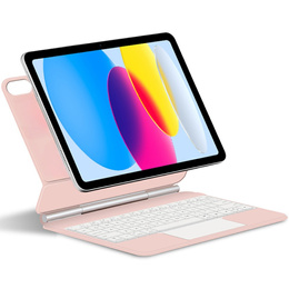 Puzdro s klávesnicou pre iPad 10.9" 2022 (10 gen.) / iPad 11" 2025 A16 (11 gen.), Magnetic Keyboard Touchpad, ružové