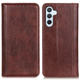 Obal na mobil pre Samsung Galaxy A55 5G, Wallet Litchi Leather, hnedé