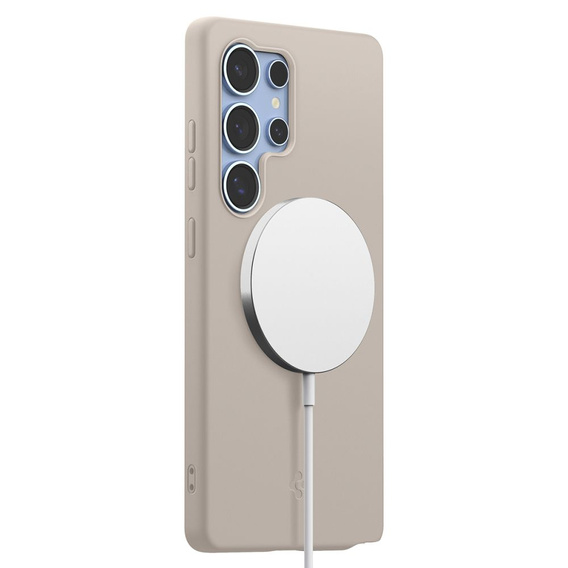 Spigen puzdro pre Samsung Galaxy S25 Ultra, Silicone Fit Mag, sivé + tvrdené sklo