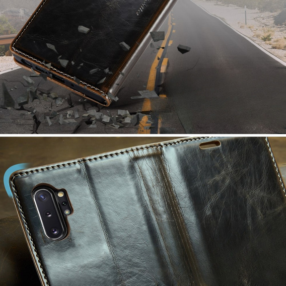 CASEME flipové puzdro pre Samsung Galaxy Note 10 Plus, Waxy Textured, káva