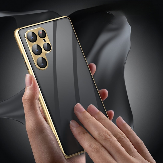 Puzdro pre Samsung Galaxy S23 Ultra, Magnetic Dual Glass, zlaté