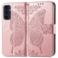 Klapkové puzdro pre Samsung Galaxy A16, Butterfly, ružové rose gold