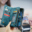 CASEME puzdro pre Samsung Galaxy A56 5G, Retro Leather Wallet, s remienkom, zelený