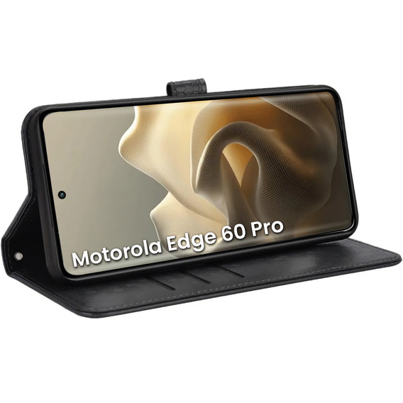 Flipové puzdro pre Motorola Edge 60 Pro, Wallet Rhombus, čierne