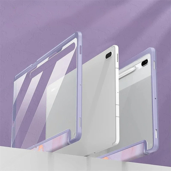 Puzdro pre Samsung Galaxy Tab S10 FE+ Plus, Smartcase Hybrid, so slotom na stylus, Marble fialové