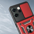 Obrnené puzdro pre Oppo Reno 14F, s ochranou fotoaparátu, so stojanom, červené