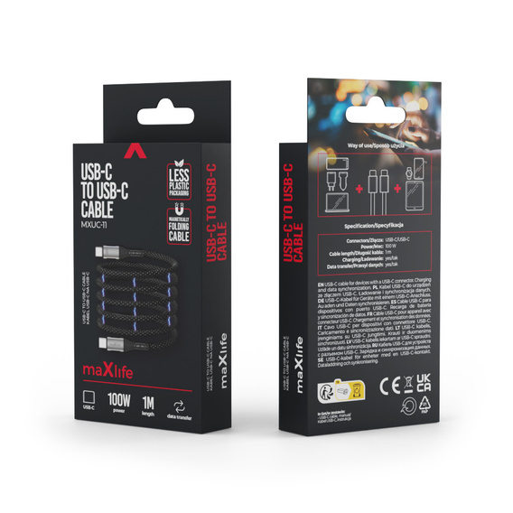 Magnetický kábel USB-C na USB-C, 100 W, 1,0 m, pre zariadenia s USB-C