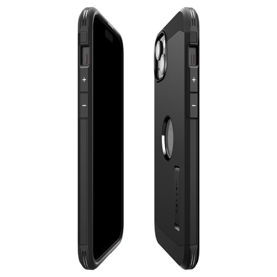 Puzdro Spigen pre iPhone 15, Tough Armor Mag MagSafe, čierne + tvrdené sklo 9H