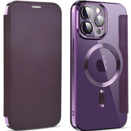 Klapkové puzdro pre iPhone 13 Pro Max, RFID Wallet MagSafe CamShield, fialové