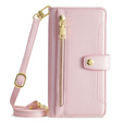 Klapkové puzdro pre iPhone 14, Wallet Zipper Pocket, ružové