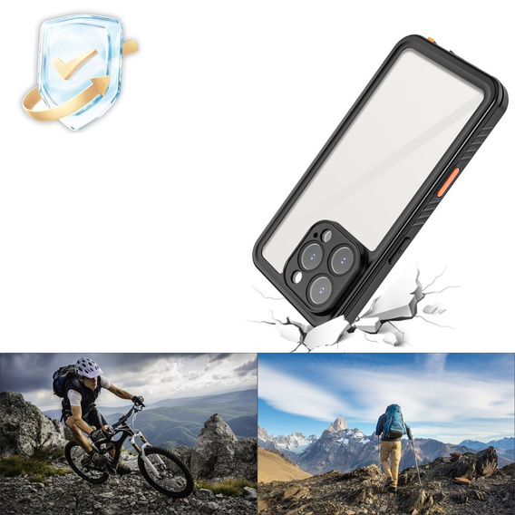 Vodotesné puzdro IP68 pre iPhone 16 Pro, čierne