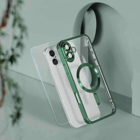 Puzdro pre iPhone 16 Plus, Electro MagSafe, zelený + sklo na displej