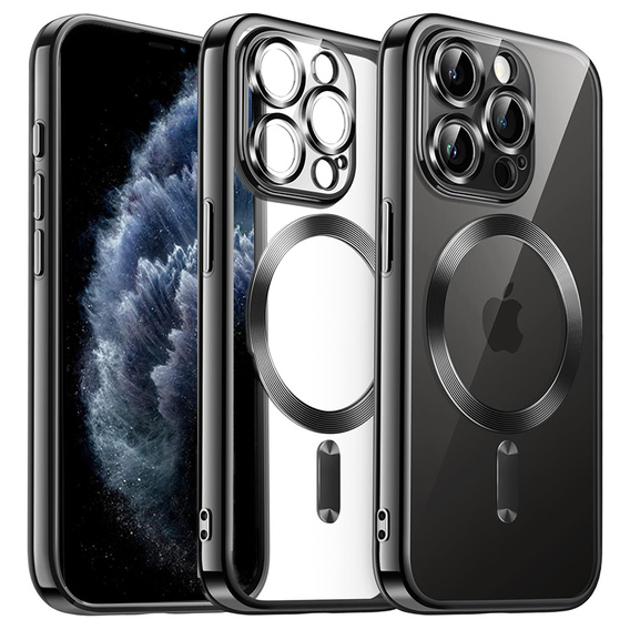 Puzdro pre iPhone 11 Pro Max, Electro MagSafe, čierne + sklo na displej