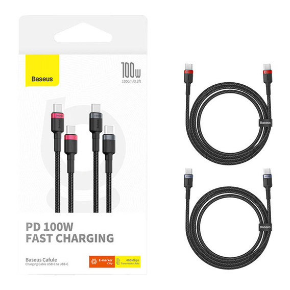Baseus Cafule USB-C na USB-C 100W kábel 1m - sada 2 kusov