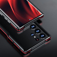 Puzdro LUPHIE pre Samsung Galaxy S23 Ultra, Armor Bumper, čierna / červená