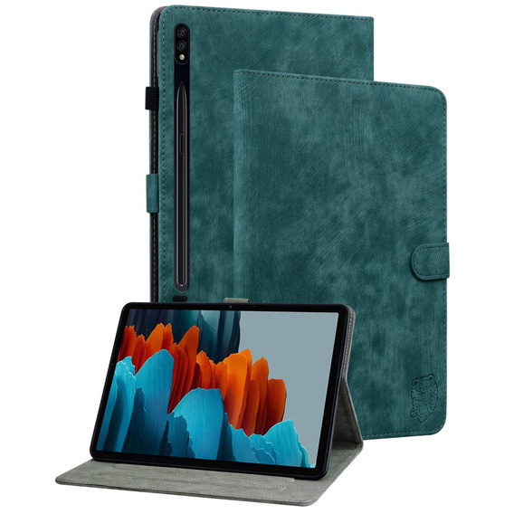 Obal na mobil pre Samsung Galaxy Tab S9, Wallet Pen Slot, zelený
