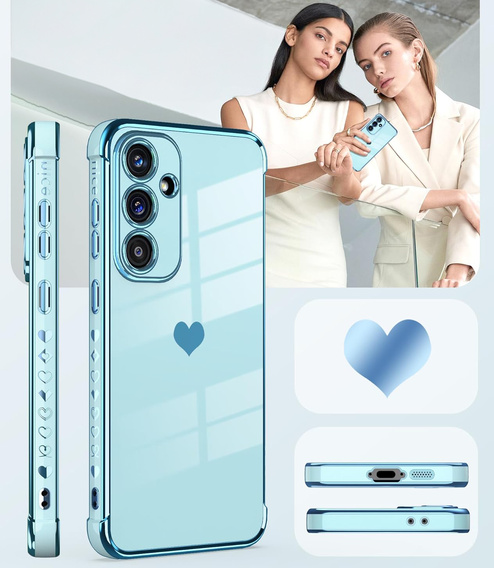 Puzdro pre Samsung Galaxy A26, Electro heart, modré + sklo 9H