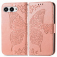 Klapkové puzdro pre T Phone 3 5G, Butterfly, ružové rose gold