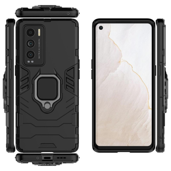Obal na mobil pre Realme GT Explorer Master, Kickstand Ring, čierne