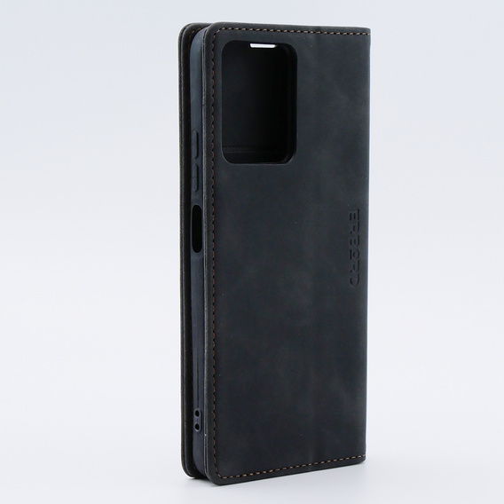 Puzdro pre Xiaomi Redmi Note 12 4G, ERBORD Vintage, peňaženka s chlopňou, čierne